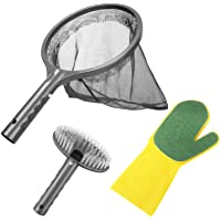 Aiglam Kit Mantenimiento Piscina- 3PCS Kit Limpieza Piscina con Red Recogehojas- Cepillo de Limpieza y Guante de Fregado…